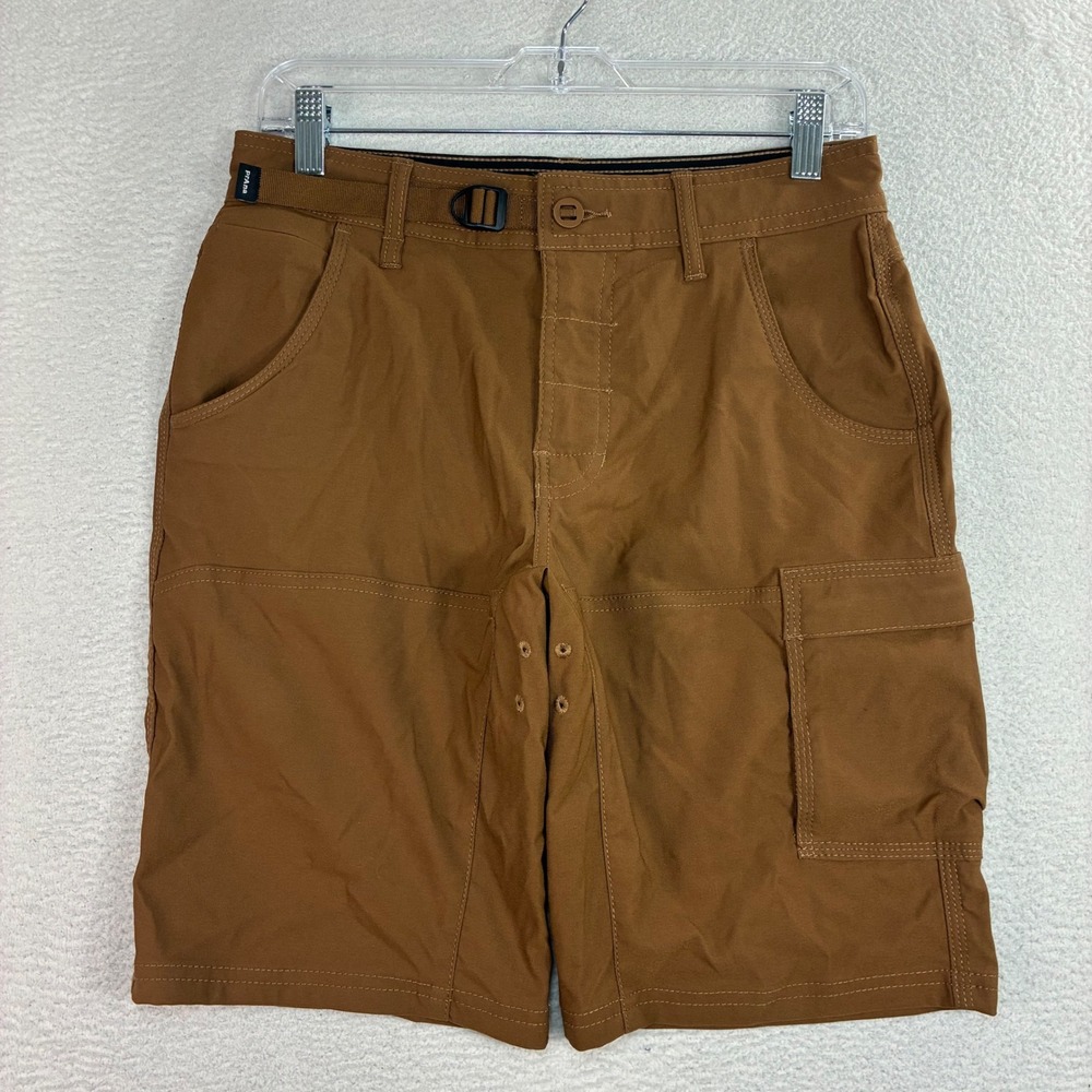 Prana Zion II Cargo Shorts Men 28x10 Brown Belted Stretch Hiking Outdoor Summer